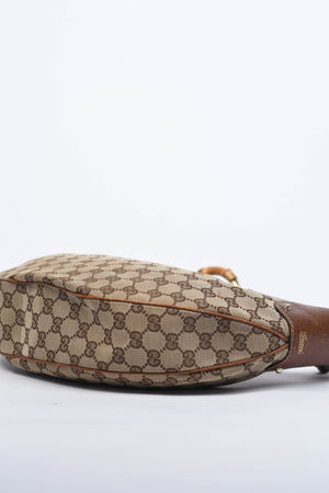 Vintage Gucci Monogram Bamboo Hobo Shoulder Bag