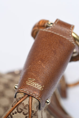 Vintage Gucci Monogram Bamboo Hobo Shoulder Bag