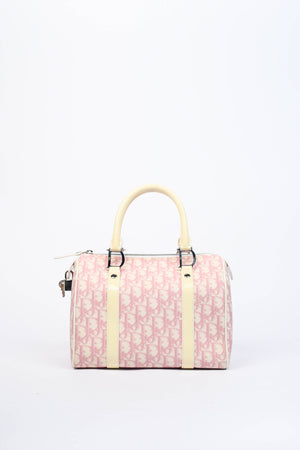 2000s Christian Dior Pink Monogram Canvas Small Boston Bag