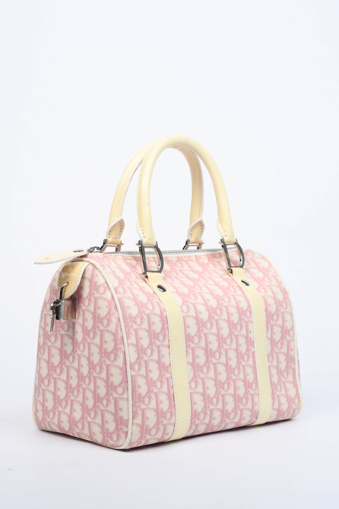 2000s Christian Dior Pink Monogram Canvas Small Boston Bag
