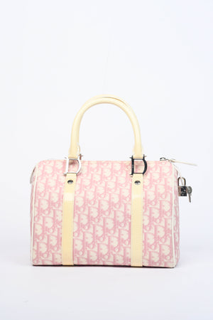 2000s Christian Dior Pink Monogram Canvas Small Boston Bag