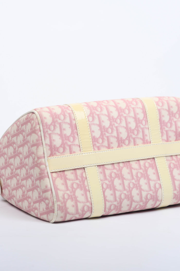 2000s Christian Dior Pink Monogram Canvas Small Boston Bag