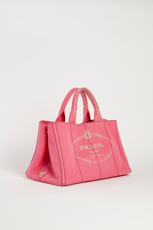 Vintage Prada Pink Canapa Tote Bag