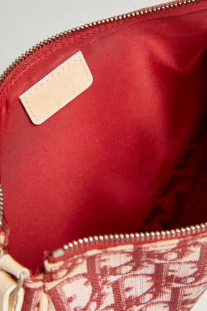 2000s Christian Dior Red Monogram Trotter Saddle Bag