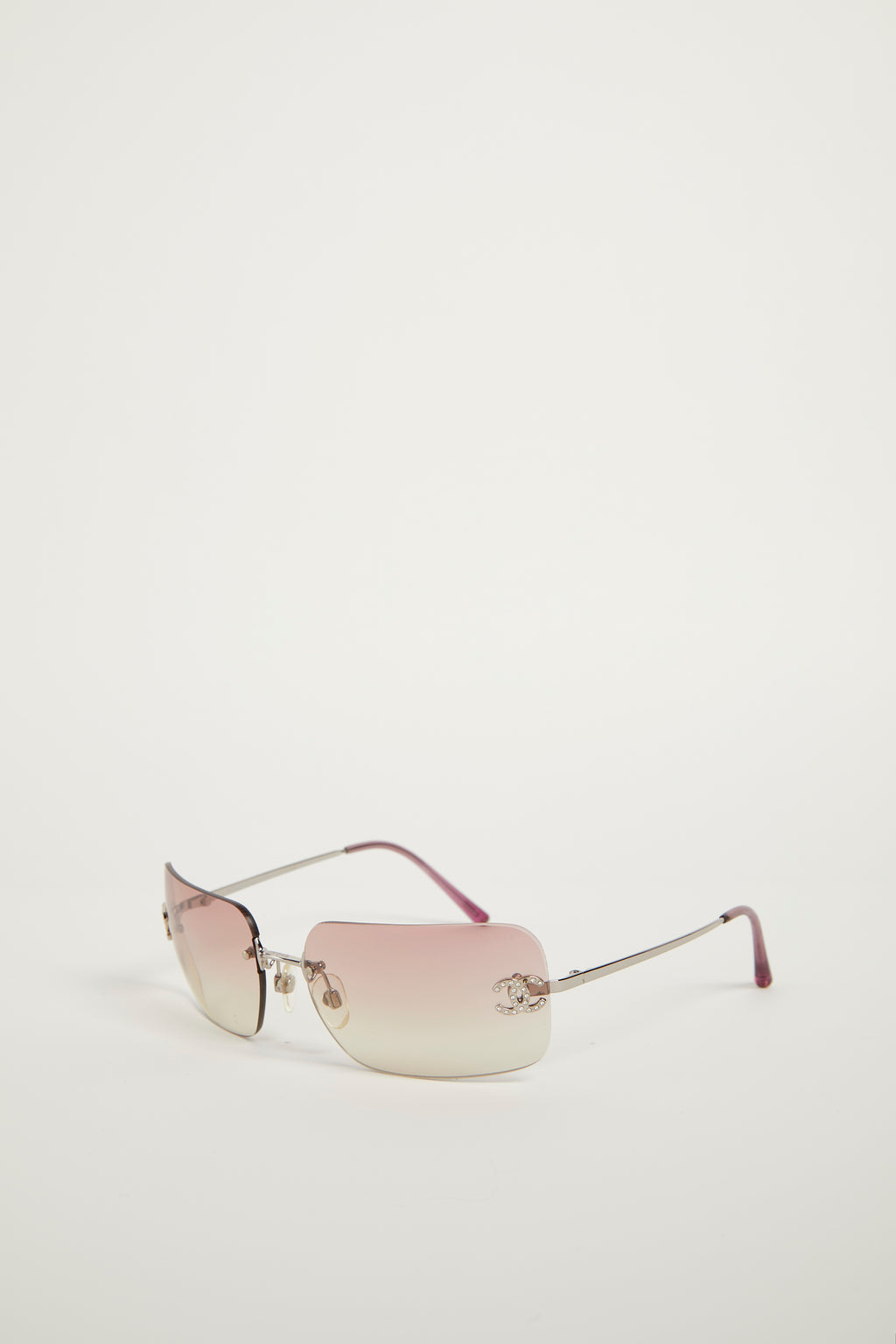Y2K Chanel Pink Gradient Diamanté CC Sunglasses