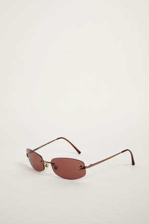 2000s Chanel Deep Red CC Sunglasses