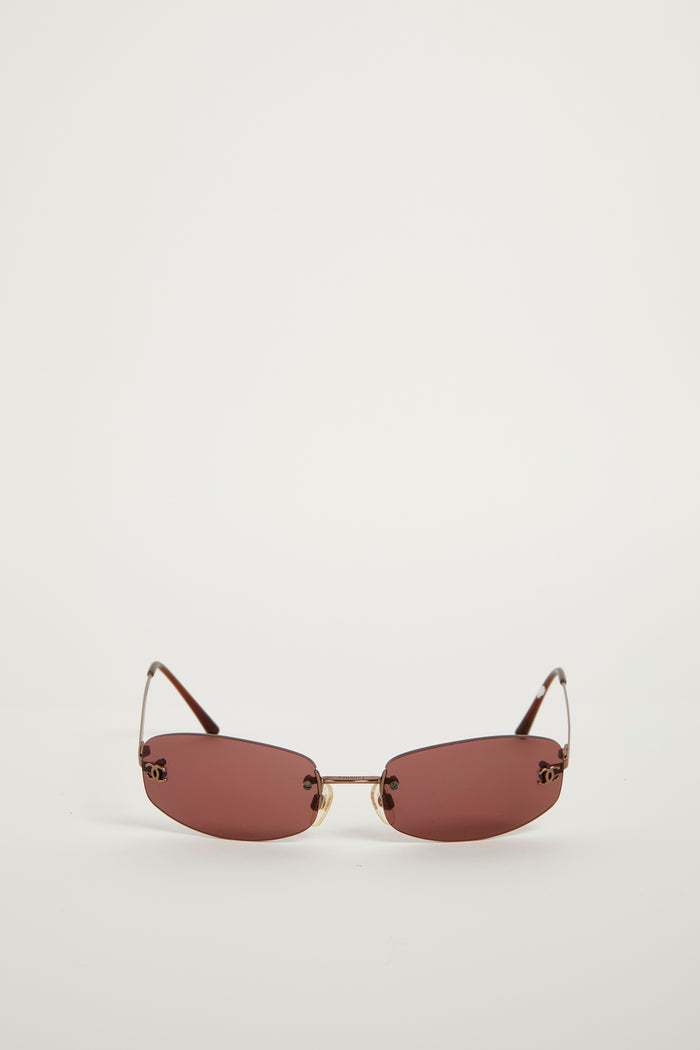 2000s Chanel Deep Red CC Sunglasses