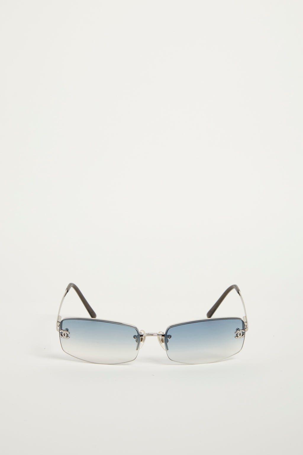 2000s Chanel Blue Gradient Diamanté CC Sunglasses