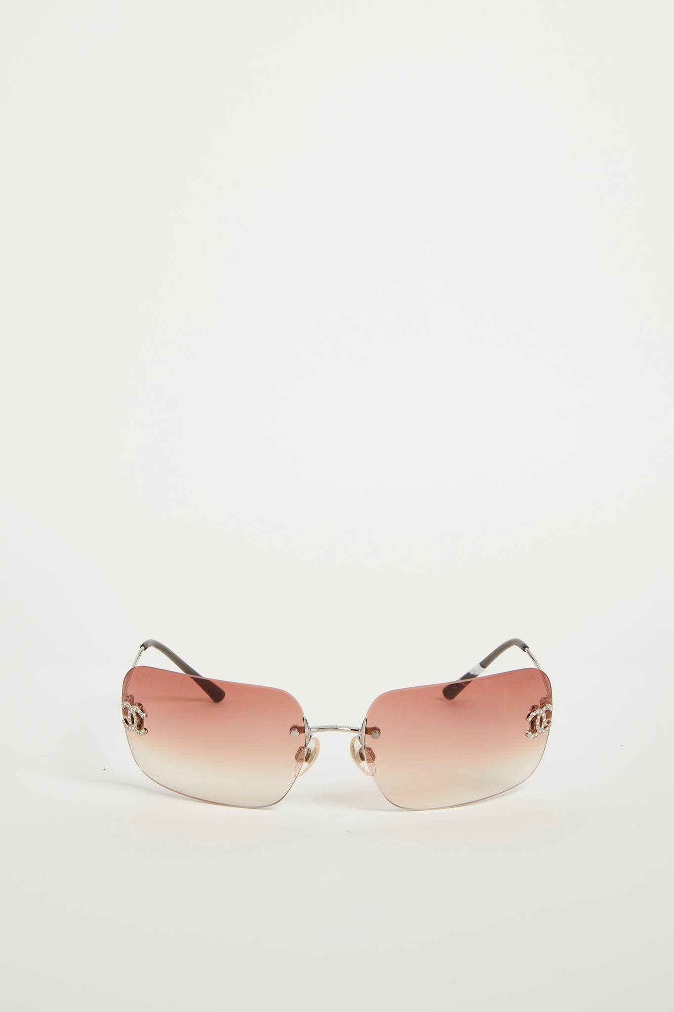 Y2K Chanel Red Gradient Diamanté CC Sunglasses