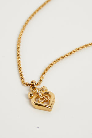 Vintage Christian Dior Gold Heart Diamanté Necklace