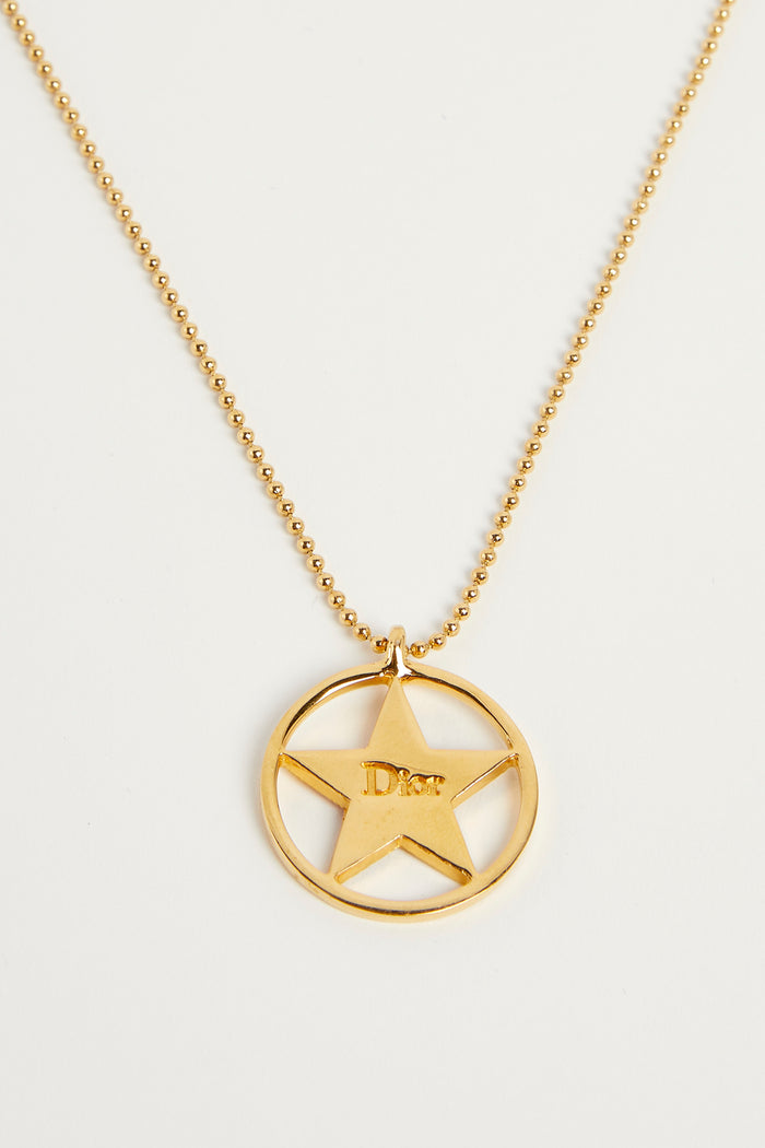 Y2K Christian Dior Red Star Gold Necklace
