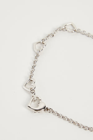 Y2K Christian Dior Silver Diamanté "D" Heart Necklace