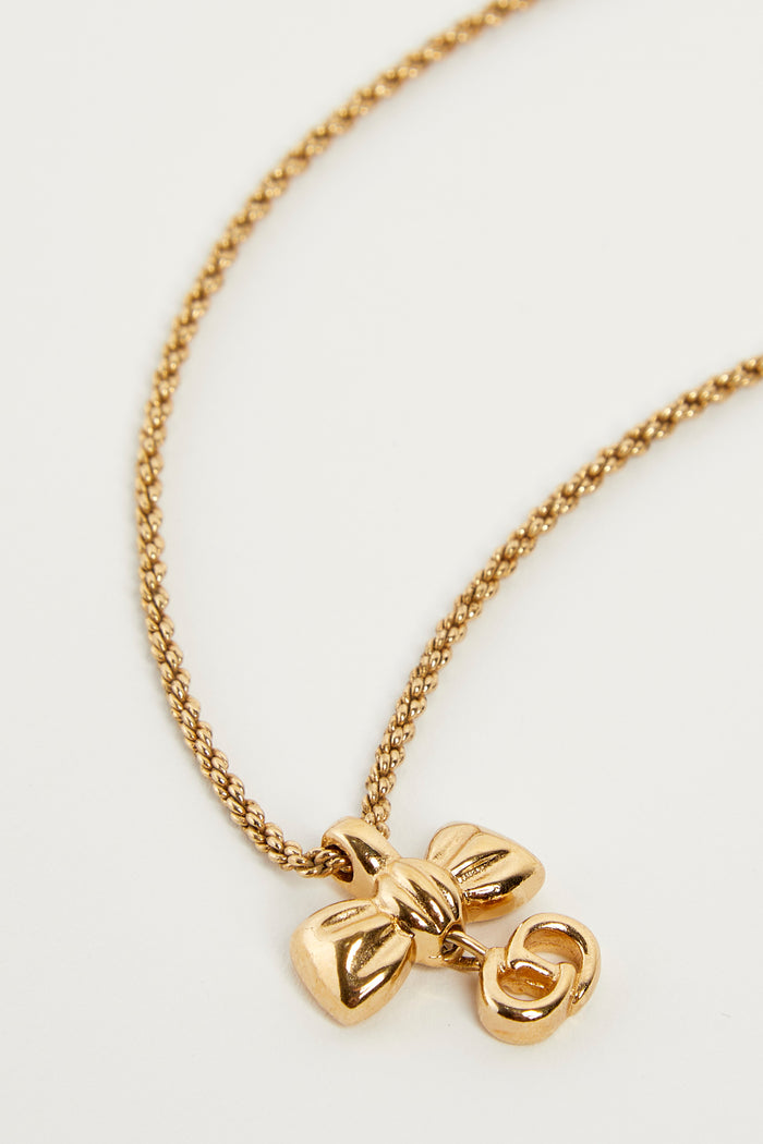 Vintage Christian Dior Gold Bow Necklace