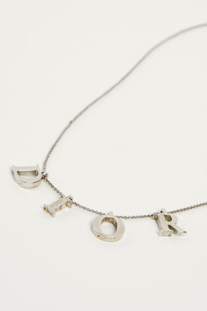 Vintage Christian Dior Large Silver "DIOR" Necklace