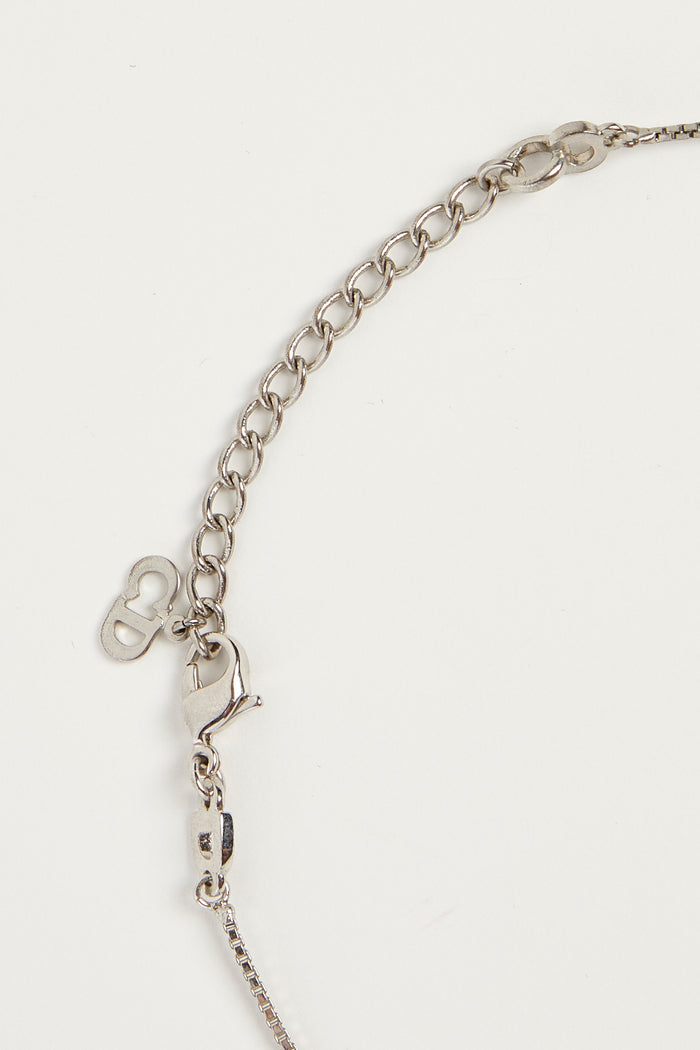 Vintage Christian Dior Small Silver "DIOR" Necklace