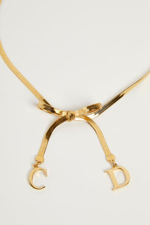 RARE Christian Dior Gold Bow Necklace