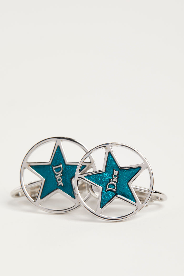 Y2K Christian Dior Blue Star Silver Earrings