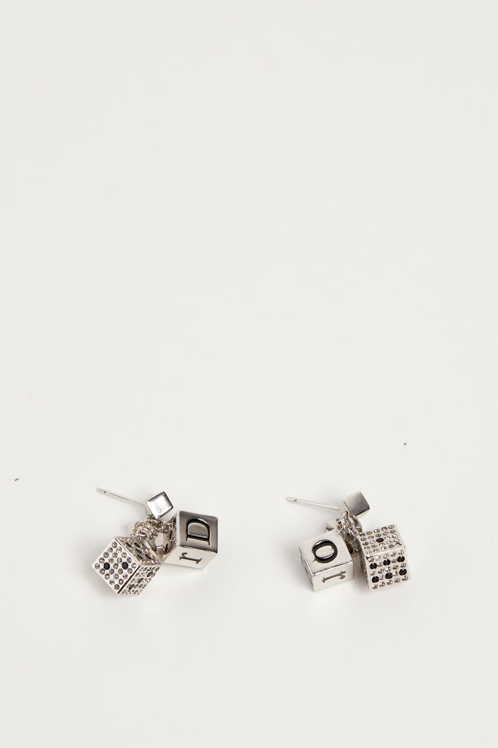 Vintage Christian Dior Silver Dice Earrings