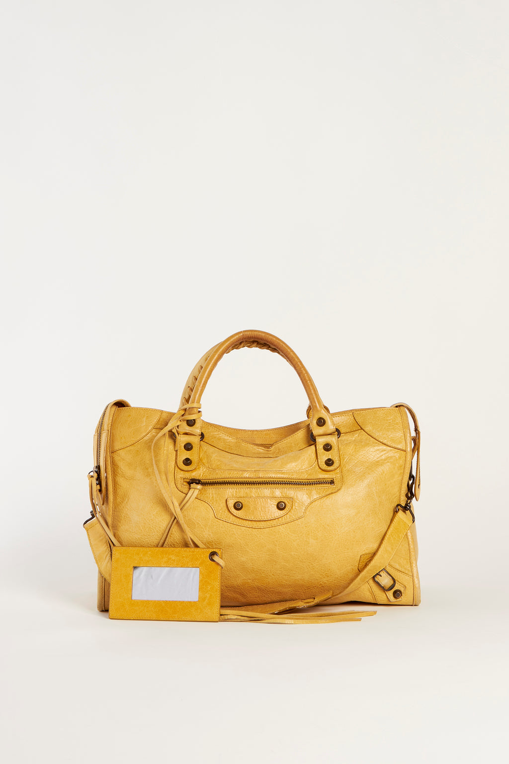 Y2K Balenciaga Yellow Leather City Bag