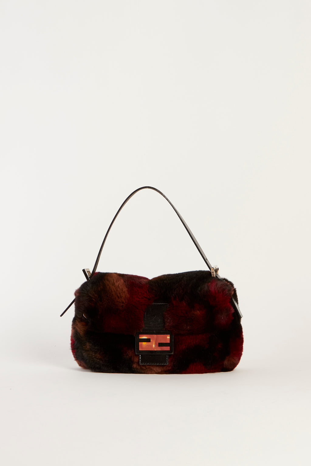 Vintage Fendi Multicolour Fur Baguette Shoulder Bag
