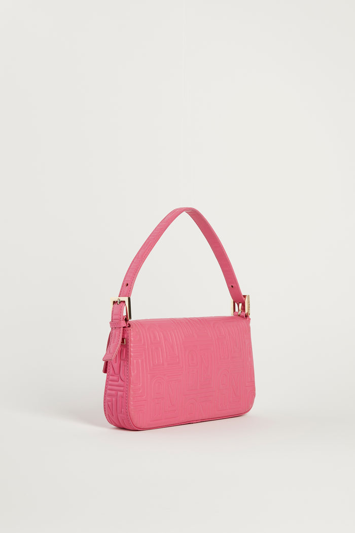 RARE Fendi Pink Nappa Leather Embossed Baguette Shoulder Bag