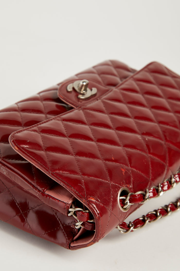 Vintage Chanel Red Patent Leather Medium Classic Double Flap