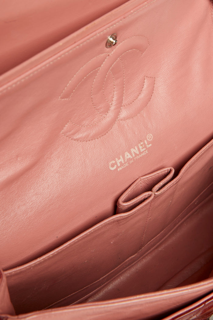 Vintage Chanel Red Patent Leather Medium Classic Double Flap