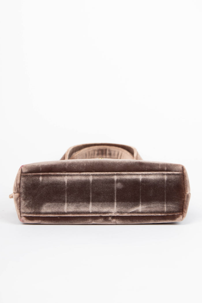 90s Chanel Brown Velvet Mini Top Handle Bag