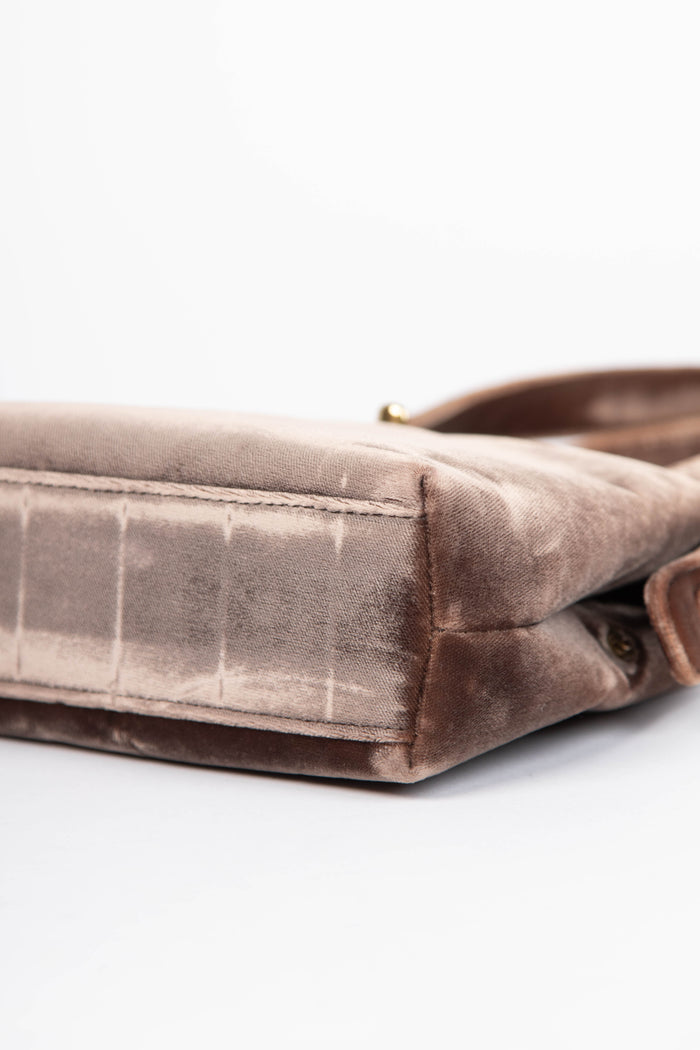 90s Chanel Brown Velvet Mini Top Handle Bag
