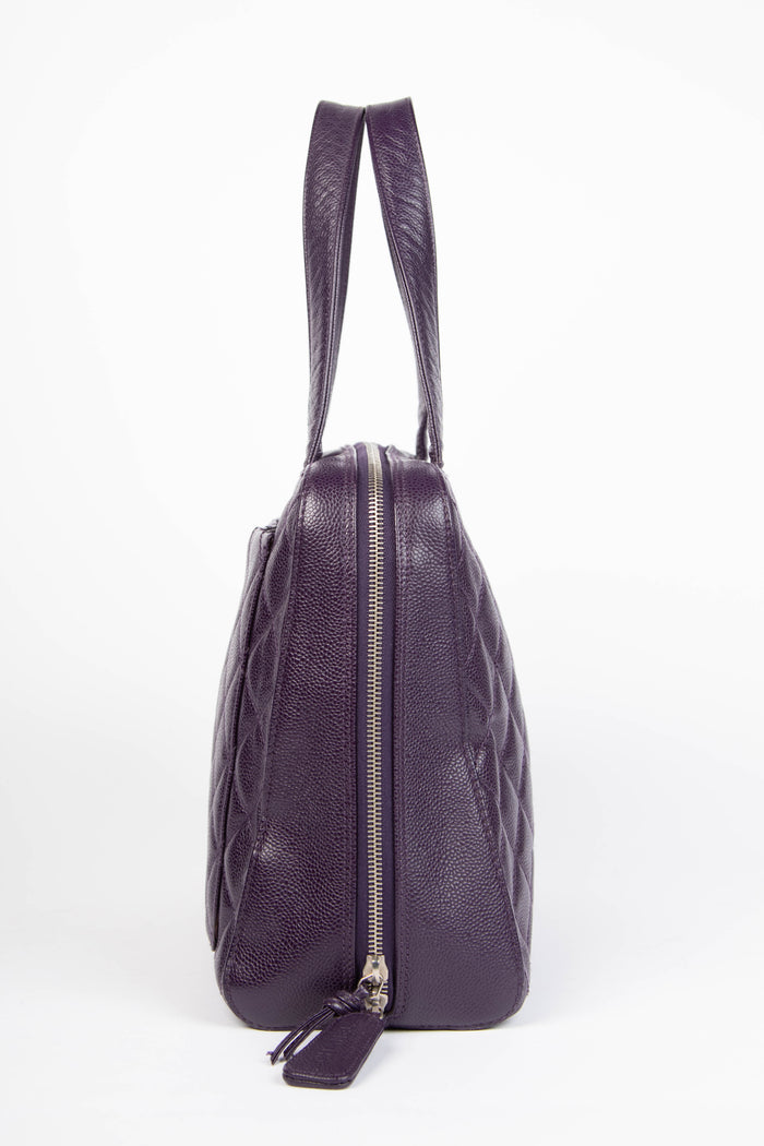 2000s Chanel Purple Caviar Leather Top Handle Bag