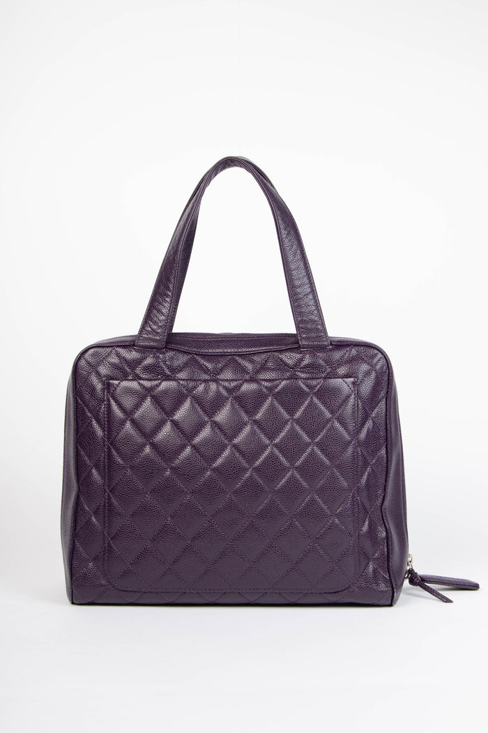 2000s Chanel Purple Caviar Leather Top Handle Bag