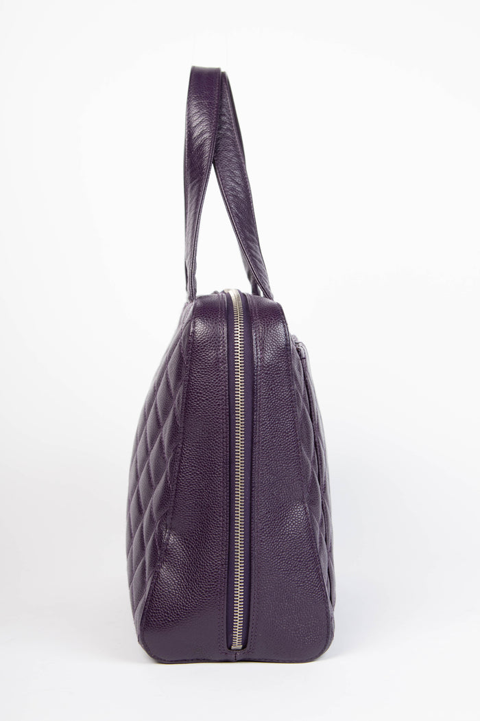 2000s Chanel Purple Caviar Leather Top Handle Bag