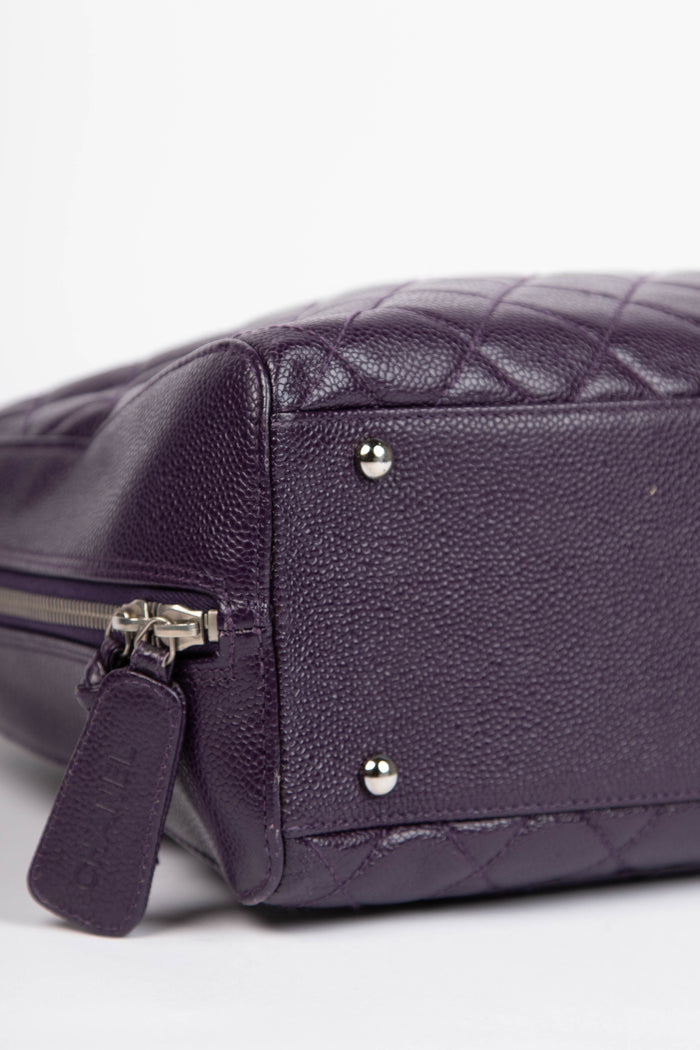 2000s Chanel Purple Caviar Leather Top Handle Bag