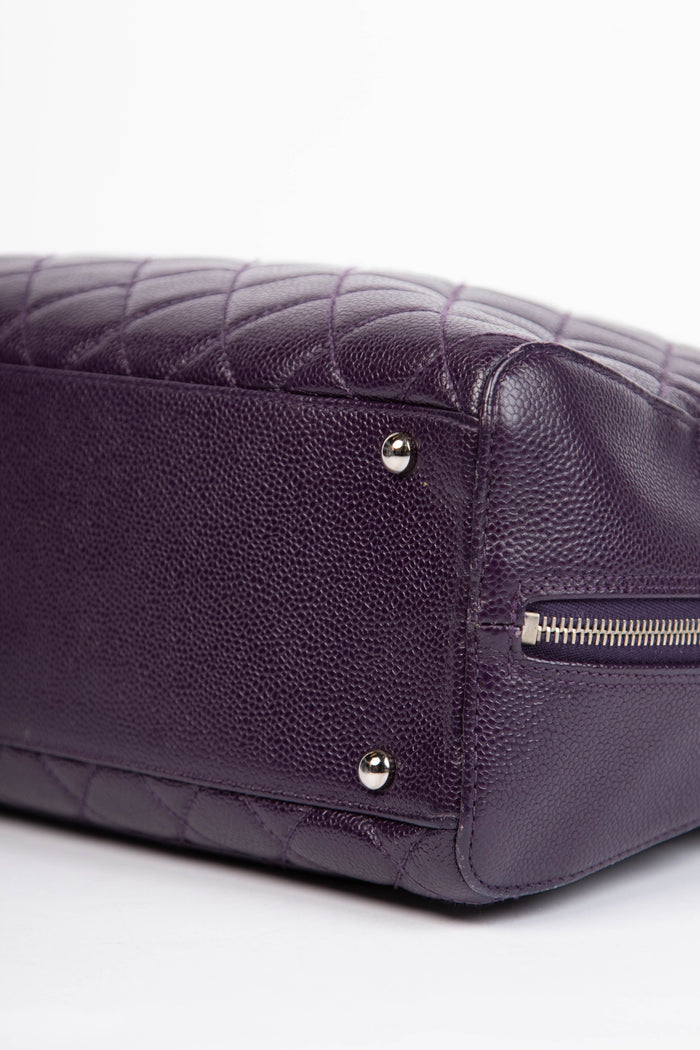 2000s Chanel Purple Caviar Leather Top Handle Bag