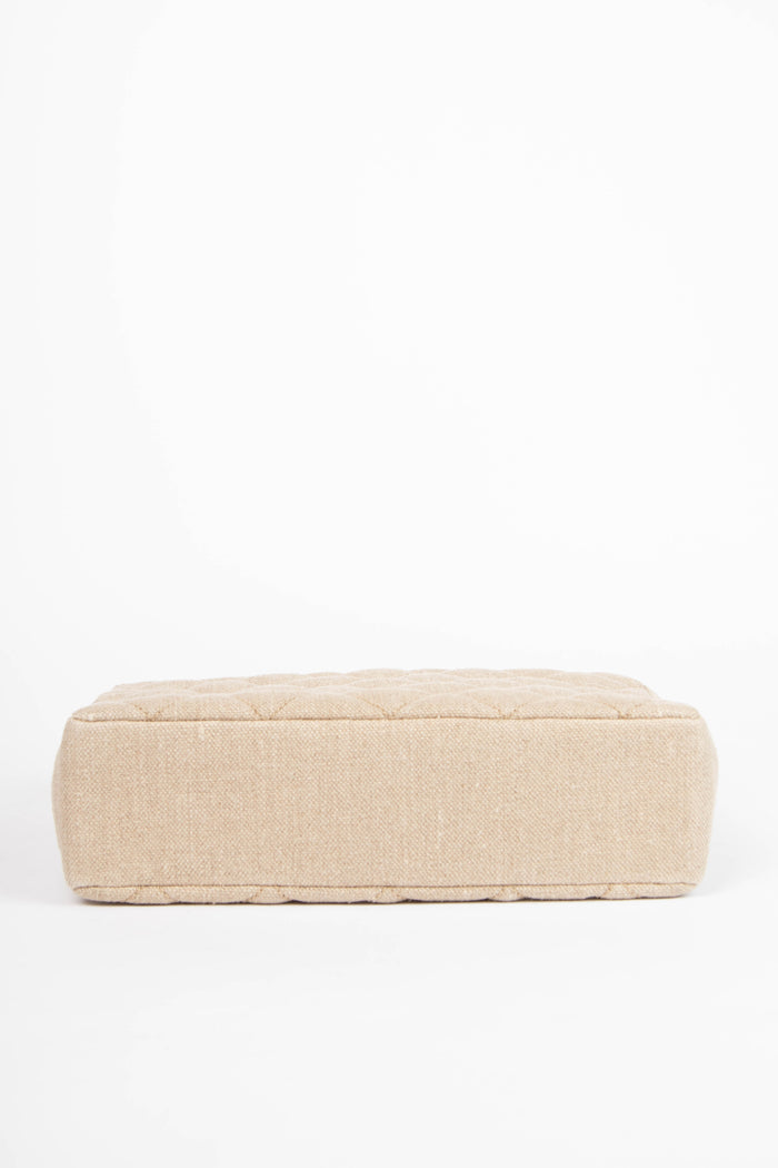 RARE Vintage Chanel Linen Tote Bag with 24k GHW