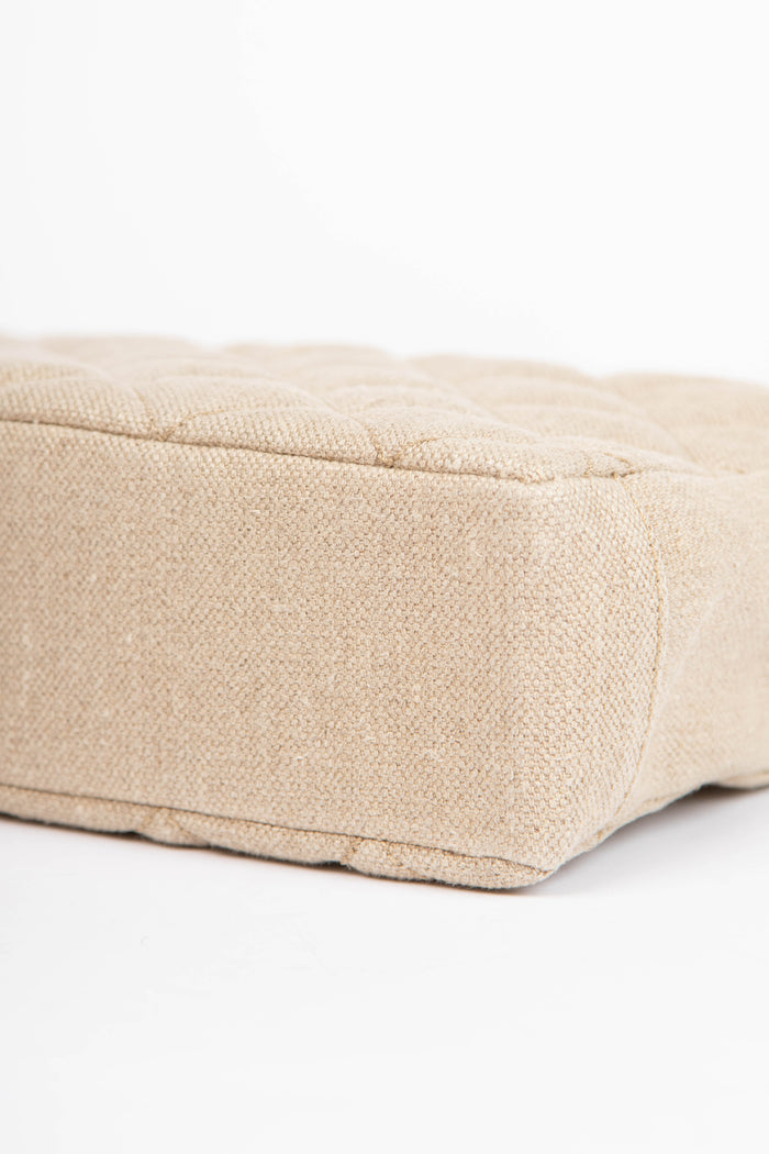 RARE Vintage Chanel Linen Tote Bag with 24k GHW