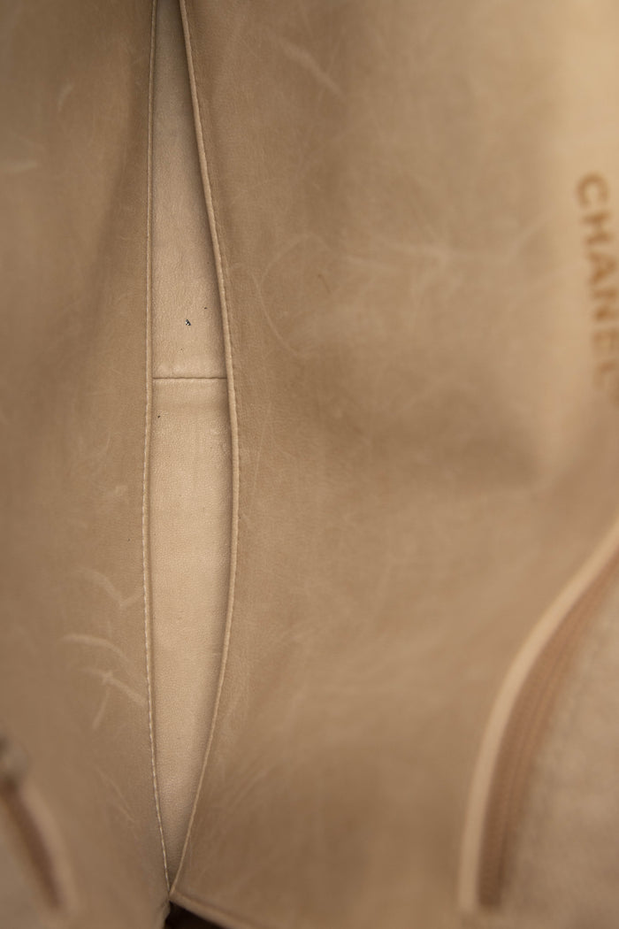 RARE Vintage Chanel Linen Tote Bag with 24k GHW