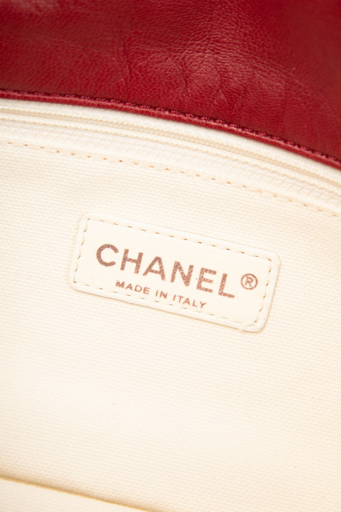 2000s Chanel Red Perforated Lambskin Leather Single Flap Shoulder Bag
