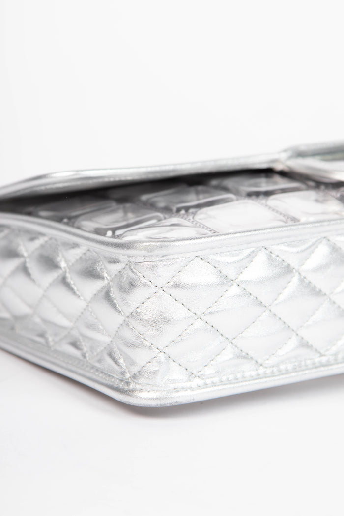 2000s Chanel Silver Ice Cube Single Flap Shoulder Bag