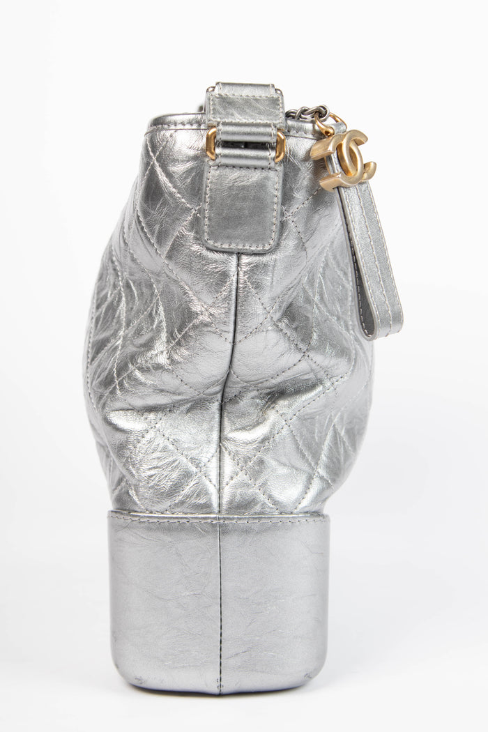 2017 Chanel Silver Aged Calfskin Leather Large Gabrielle Shoulder Bag