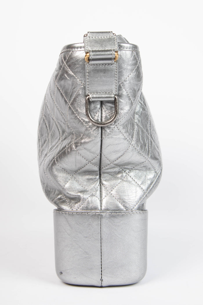 2017 Chanel Silver Aged Calfskin Leather Large Gabrielle Shoulder Bag