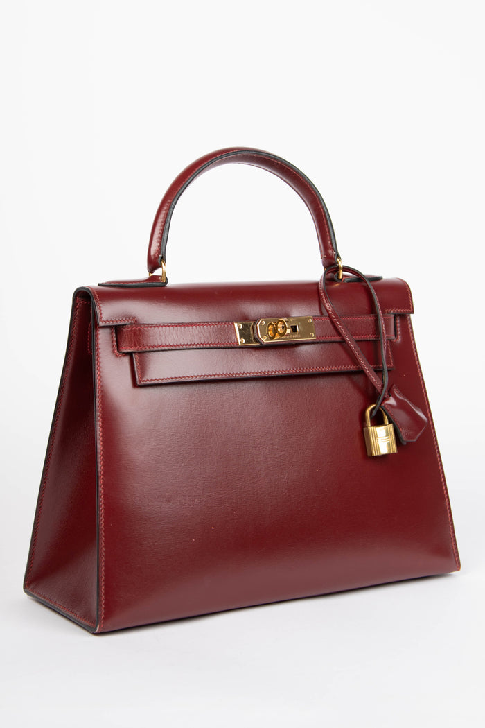 1983 Hermès Kelly 28cm Sellier in Rouge H Box Calf Leather with GHW