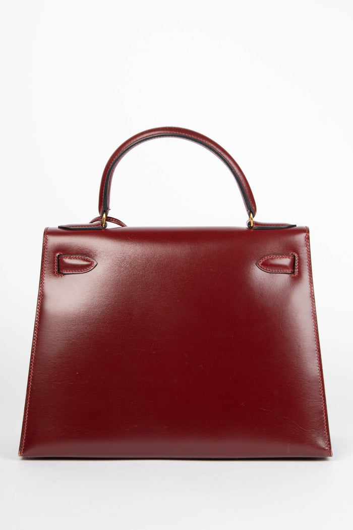 1983 Hermès Kelly 28cm Sellier in Rouge H Box Calf Leather with GHW