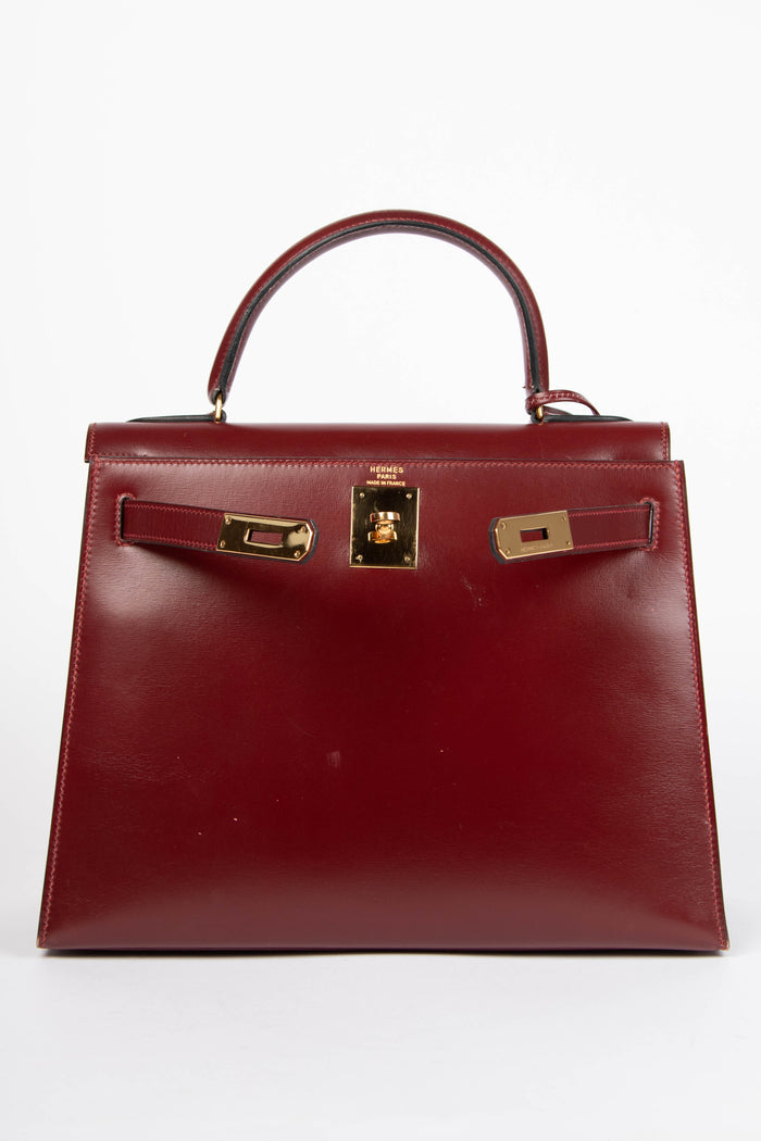 1983 Hermès Kelly 28cm Sellier in Rouge H Box Calf Leather with GHW