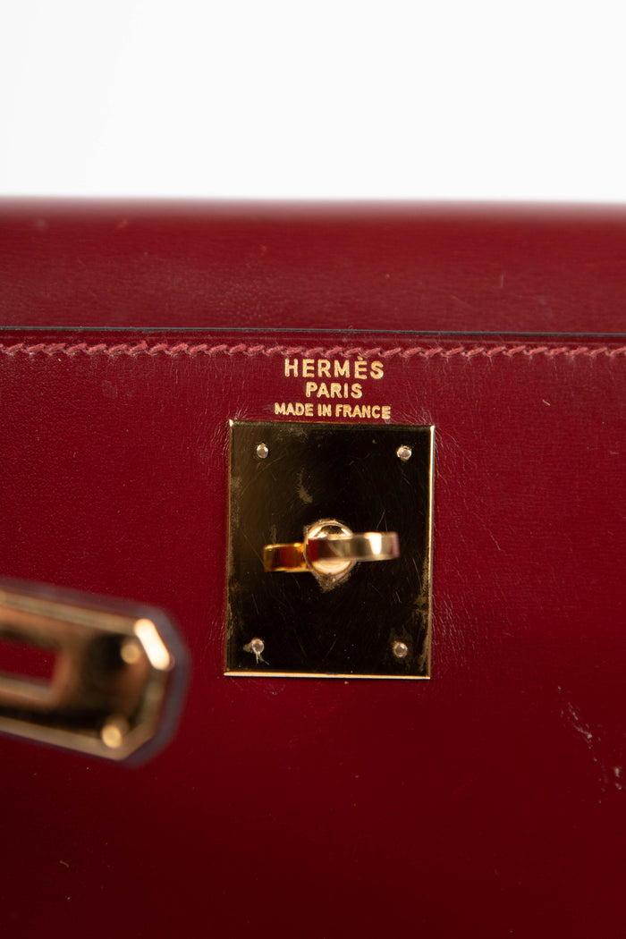 1983 Hermès Kelly 28cm Sellier in Rouge H Box Calf Leather with GHW