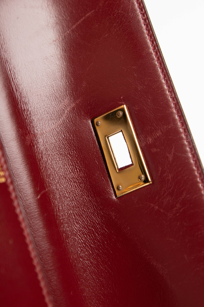 1983 Hermès Kelly 28cm Sellier in Rouge H Box Calf Leather with GHW