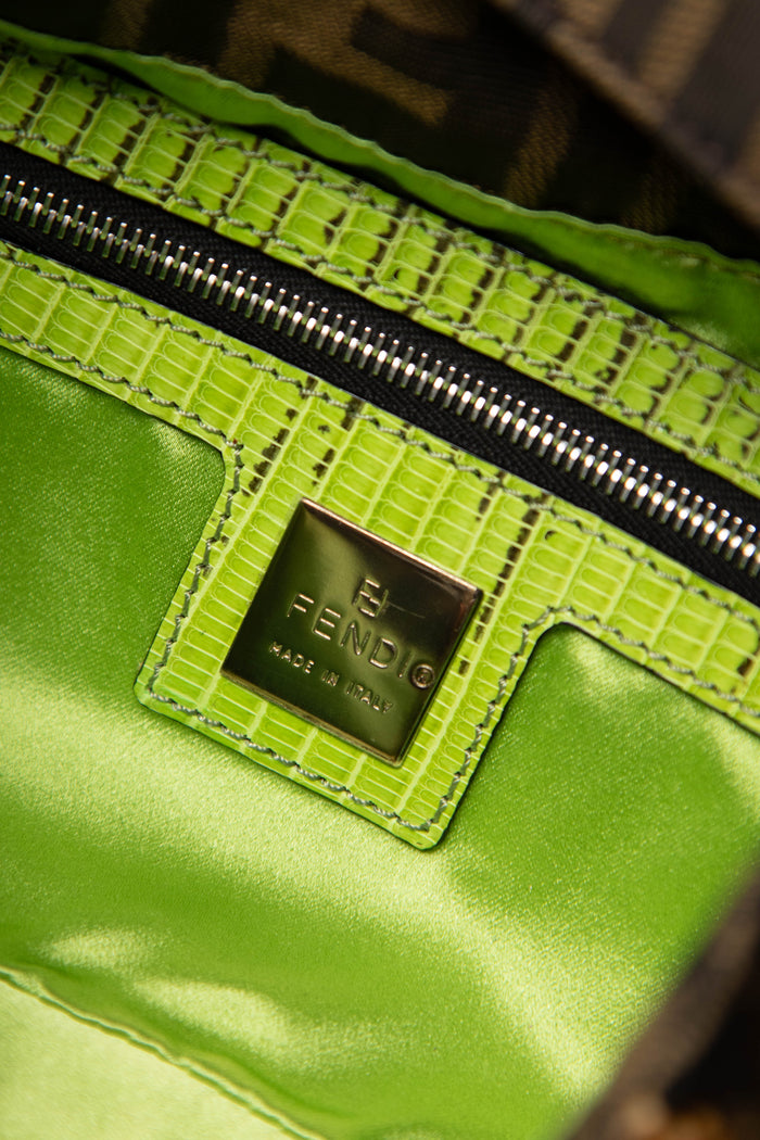 RARE Fendi Zucca Beaded Baguette Shoulder Bag