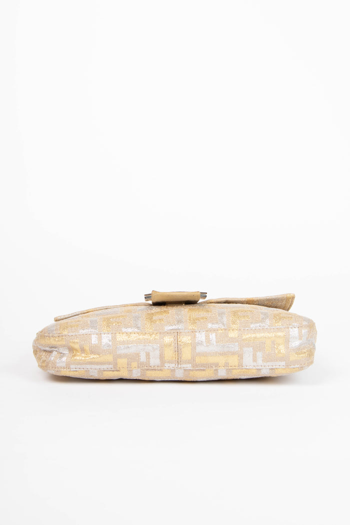 RARE Vintage Fendi Metallic Zucca Baguette Shoulder Bag