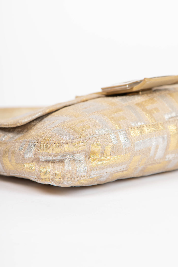 RARE Vintage Fendi Metallic Zucca Baguette Shoulder Bag