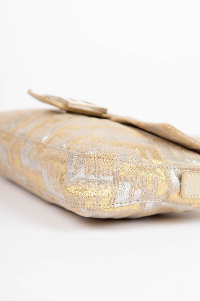 RARE Vintage Fendi Metallic Zucca Baguette Shoulder Bag